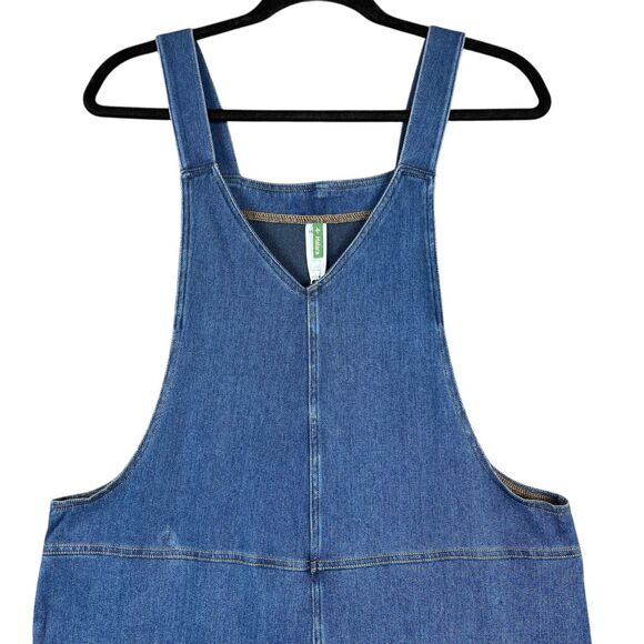 Halara Women’s Flex Denim Overalls Jumpsuit Size Medium Blue Washed Stretch NWT - Picture 2 of 10